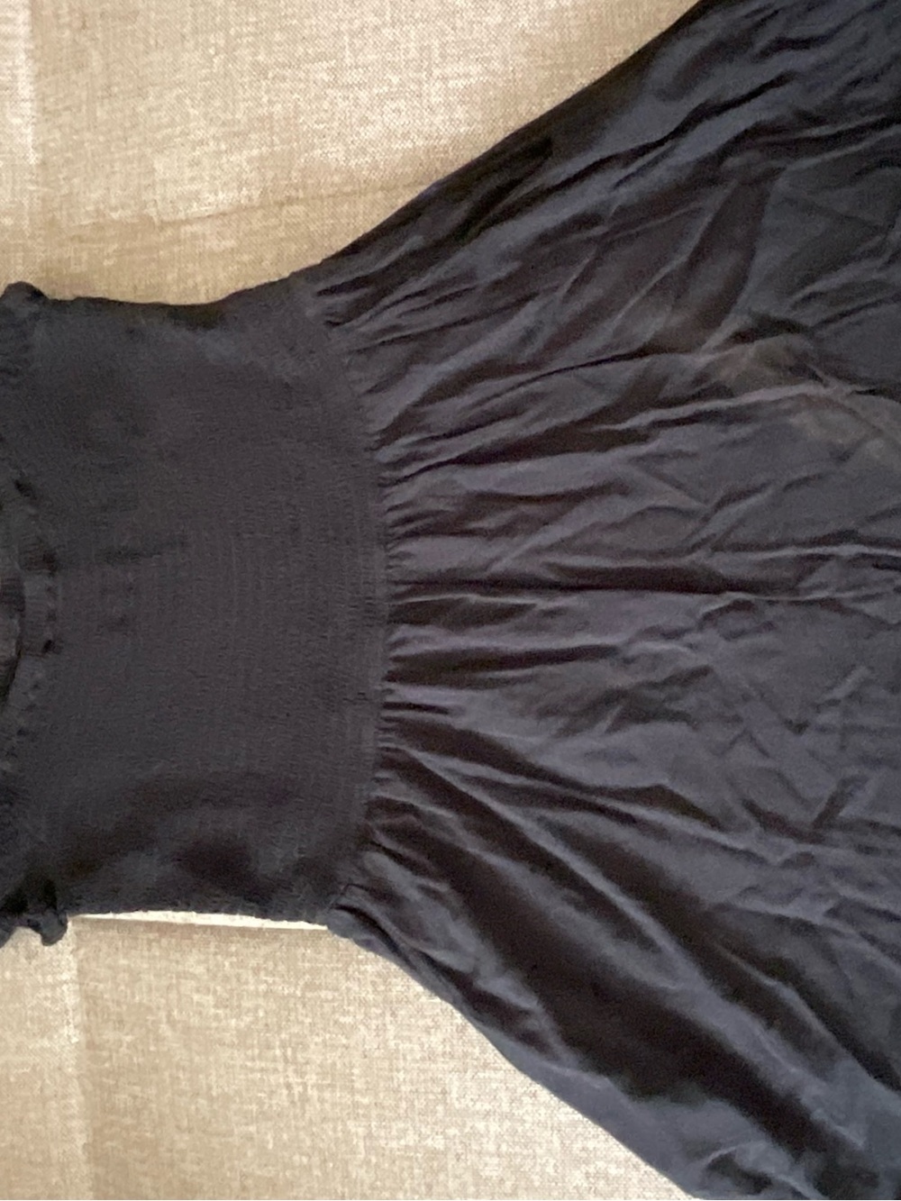 Express Black Midi Dress with Smocked Waist